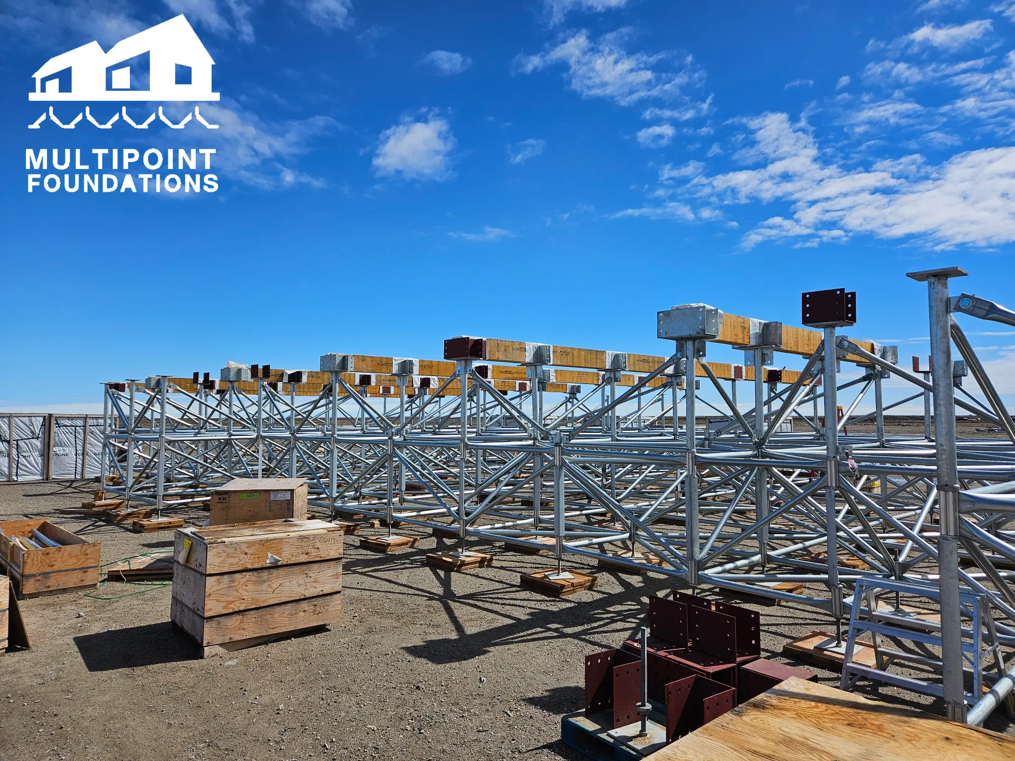 Triodetic multipoint foundation solutions, highlighting structural integrity and custom engineered structures for diverse architectural and industrial applications