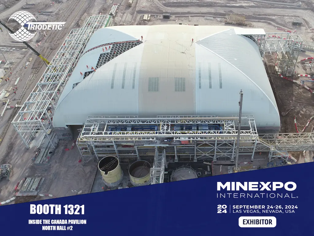 Triodetic MinExpo 2024 booth showcasing mining domes with a focus on industrial dome solutions