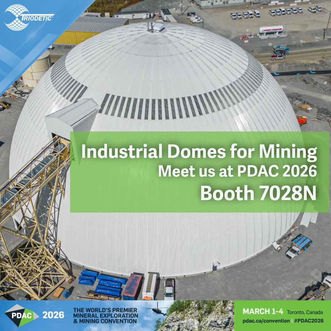 Triodetic at PDAC 2025 showcasing industrial domes and custom steel structures for mining and construction. Visit us to explore innovative storage and environmental protection solutions.